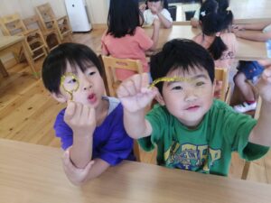 シャボン玉を飛ばしました♡(山下)