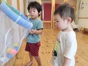 ボール遊びをしたよ。（江口）