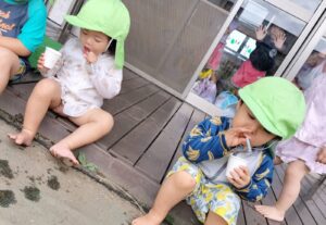 初めてのしゃぼん玉♪　松本