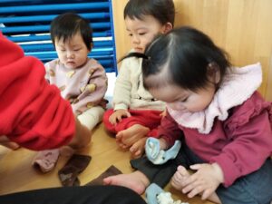 頑張って履けたよ♪（毛利）