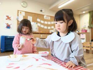 絵具遊びの様子（小峰）